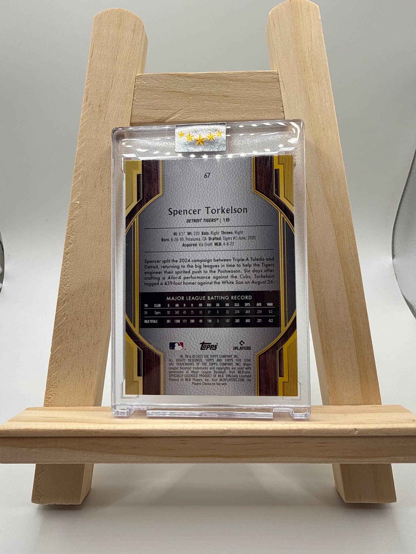 2025 Topps Five Star Spencer Torkelson Silver/Wood /10 Detroit Tigers - Detailansicht 2