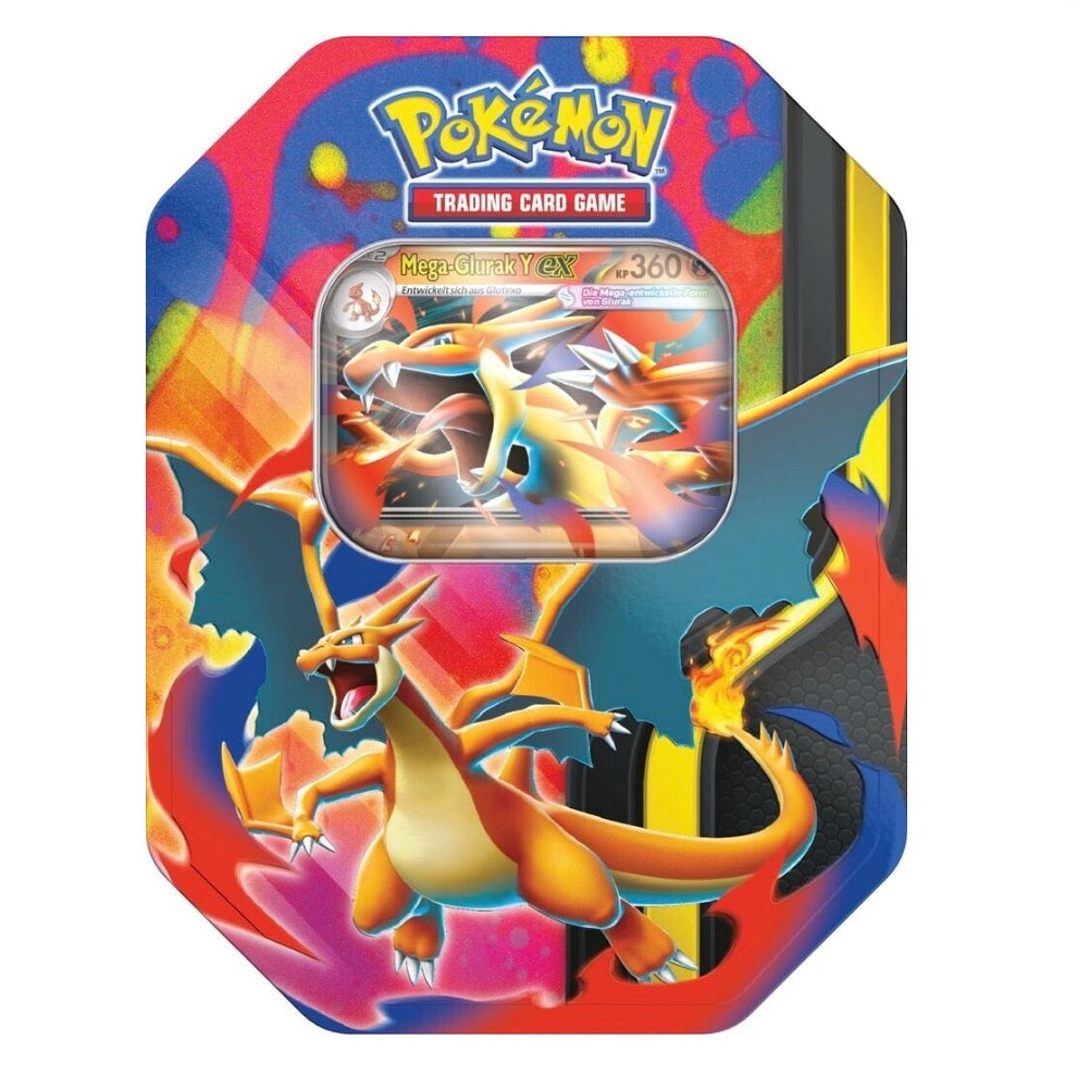 Pokémon Mega Glurak Y Tin Box 127, TCG, 4 Booster | Deutsch