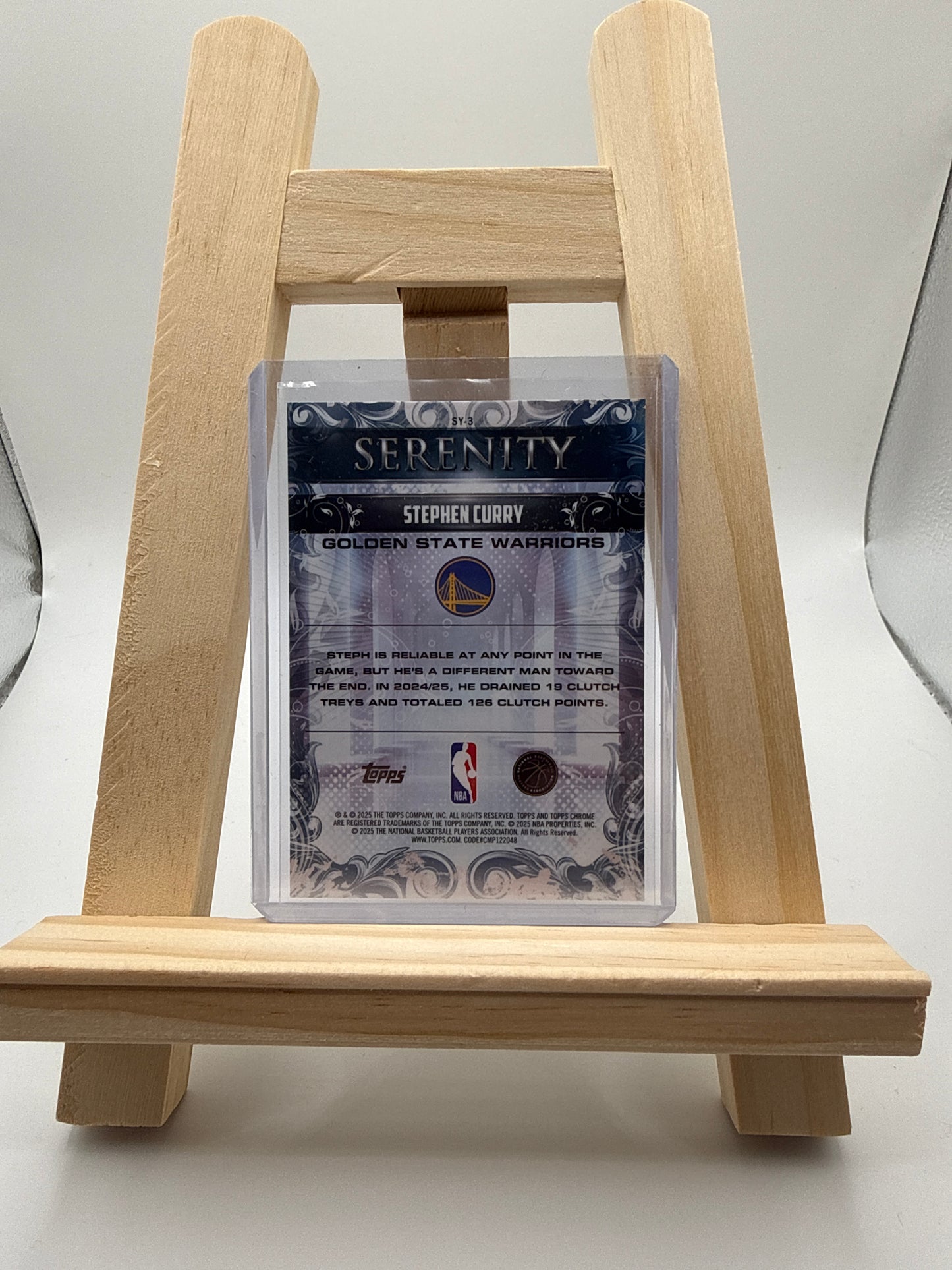 2025-26 Topps Chrome Basketball Stephen Curry Serenity Card - Rückseite