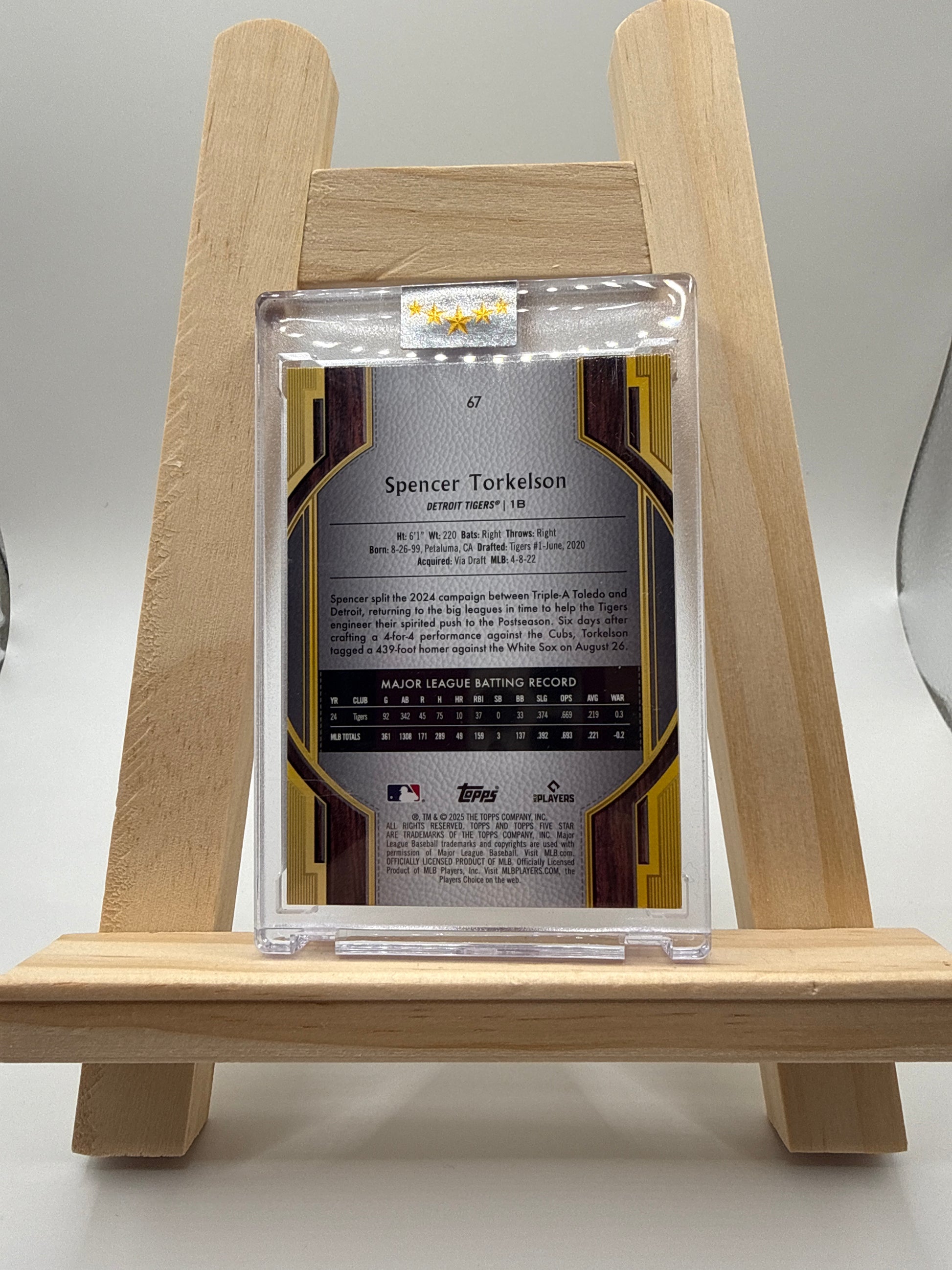 2025 Topps Five Star Spencer Torkelson Silver/Wood /10 Detroit Tigers - Detailansicht 2