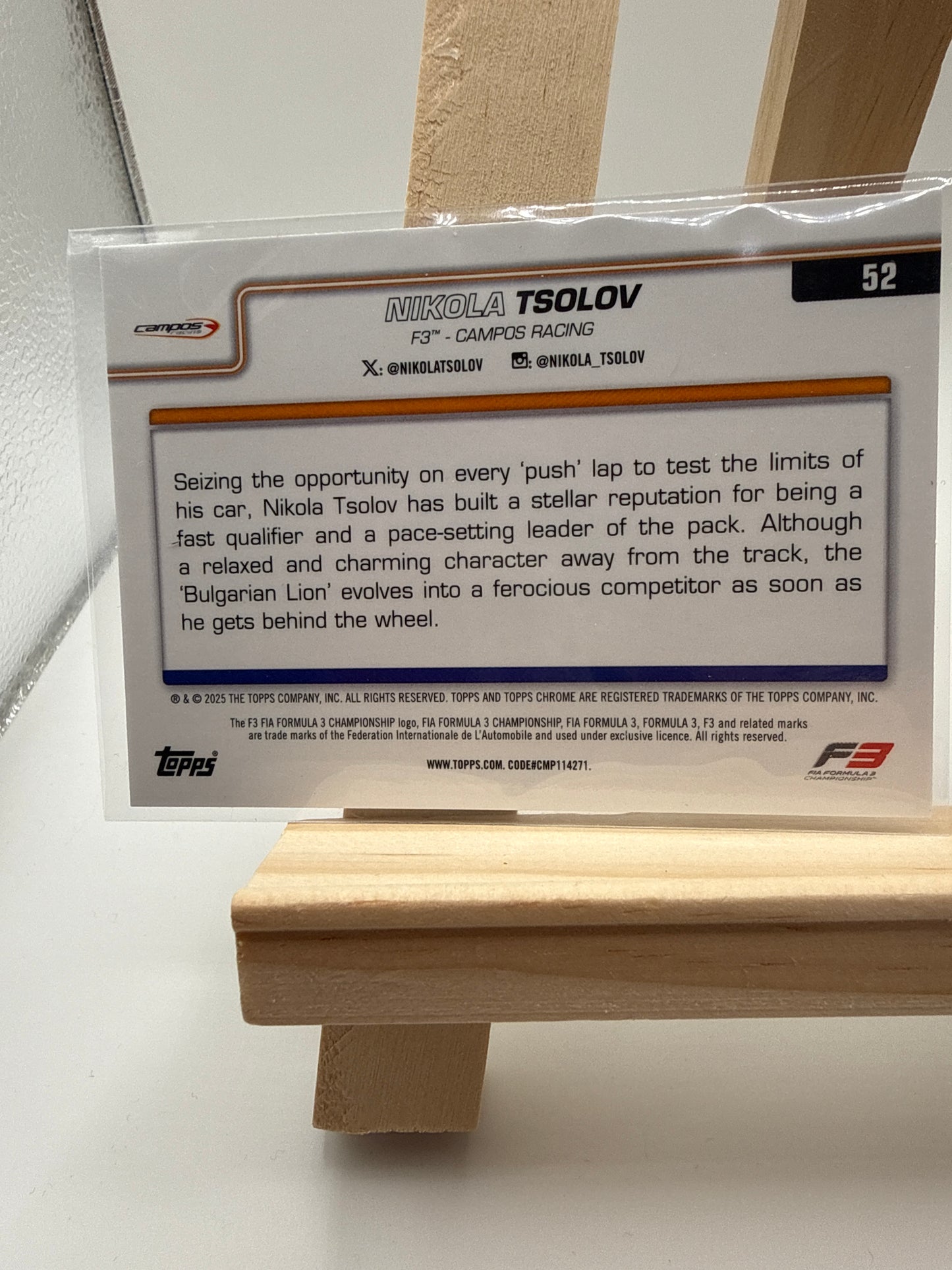 Nikola Tsolov - Topps Chrome F1 2025  /150 - Rückseite