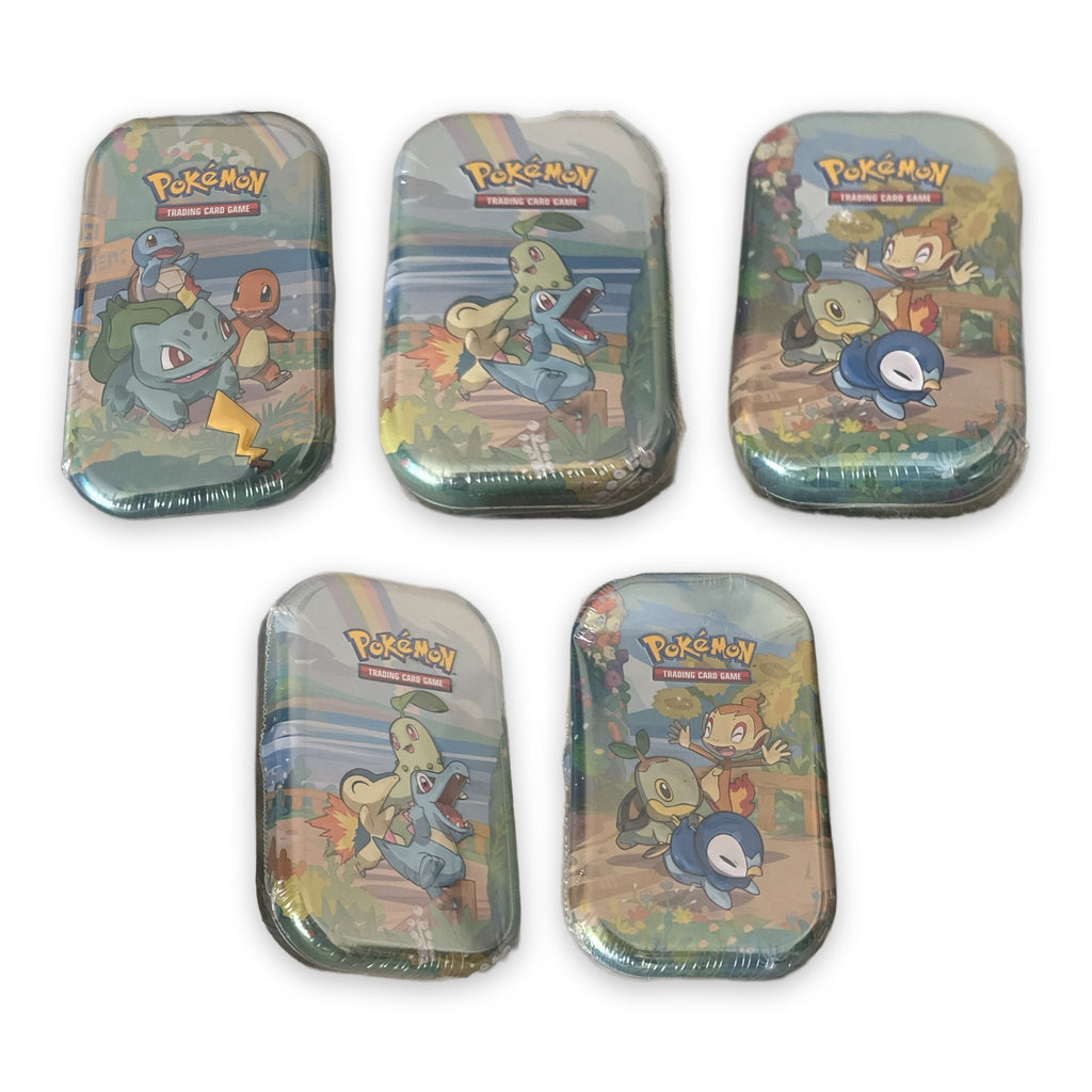 Pokémon Celebrations Mini Tins auf Englisch: Kanto, zweimal Johto, zweimal Sinnoh, versiegelt