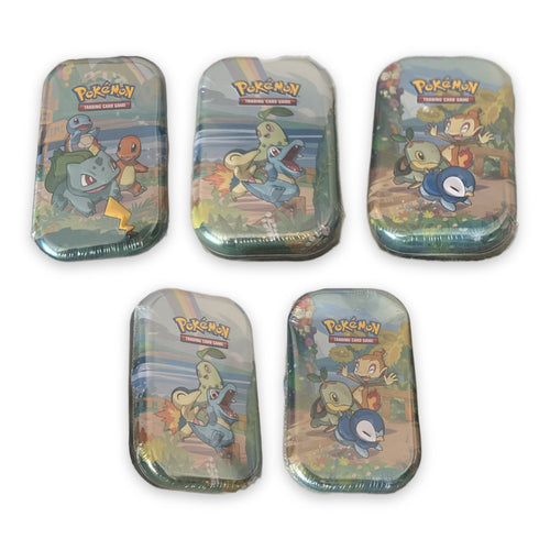 Pokémon Celebrations Mini Tins auf Englisch: Kanto, zweimal Johto, zweimal Sinnoh, versiegelt